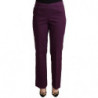 Pantaloni casual affusolati a vita alta viola - IT46-XL