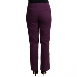 Pantaloni casual affusolati a vita alta viola - IT46-XL