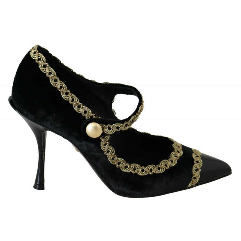 Scarpe dÃ©colletÃ© Mary Jane in velluto decorato nero - EU35/US4.5