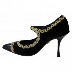 Scarpe dÃ©colletÃ© Mary Jane in velluto decorato nero - EU35/US4.5