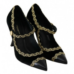 Scarpe dÃ©colletÃ© Mary Jane in velluto decorato nero - EU35/US4.5