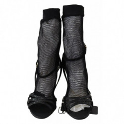 Sandali con stivaletti corti in pelle scamosciata neri - EU39.5/US9