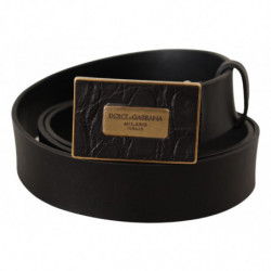 Cintura in pelle nera con fibbia quadrata - 100 CM / 40 INCHES