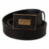 Cintura in pelle nera con fibbia quadrata - 100 CM / 40 INCHES