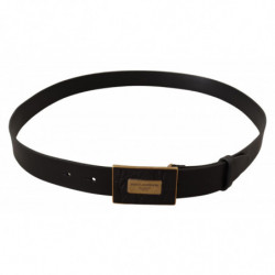 Cintura in pelle nera con fibbia quadrata - 100 CM / 40 INCHES