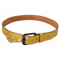 Cintura vita fibbia argento rustico vera pelle dorata - 100 CM / 40