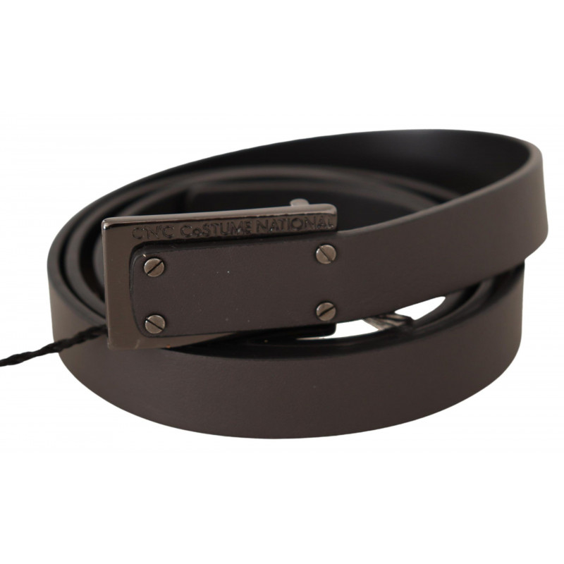 Cintura fibbia logo pelle marrone scuro - 100 CM / 40 INCHES