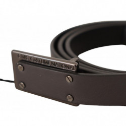 Cintura fibbia logo pelle marrone scuro - 100 CM / 40 INCHES