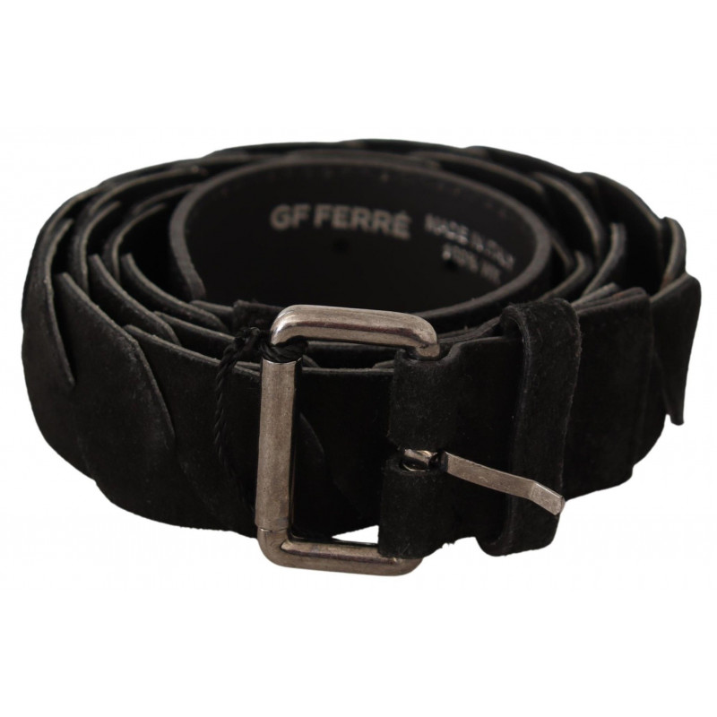 Cintura in vita con fibbia tono argento WX nera - 100 CM / 40 INCHES