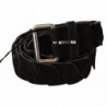 Cintura in vita con fibbia tono argento WX nera - 100 CM / 40 INCHES