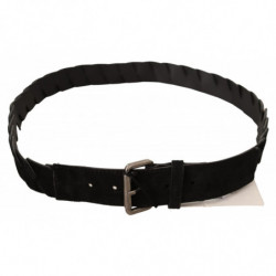 Cintura in vita con fibbia tono argento WX nera - 100 CM / 40 INCHES