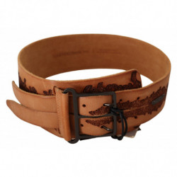 Cintura fibbia logo nero vera pelle marrone - 75 CM / 30 INCHES