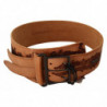 Cintura fibbia logo nero vera pelle marrone - 75 CM / 30 INCHES