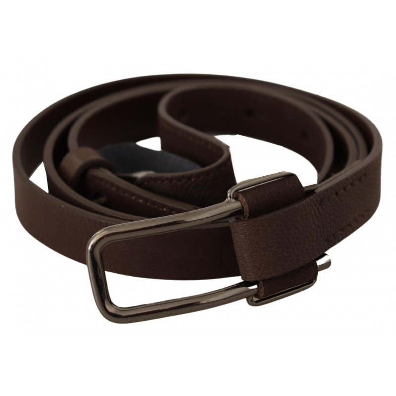 Cintura fibbia metallo argentato marrone WX - 100 CM / 40 INCHES