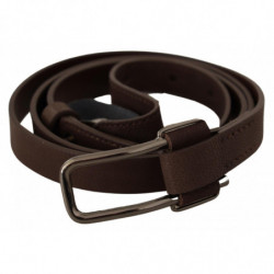 Cintura fibbia metallo argentato marrone WX - 100 CM / 40 INCHES