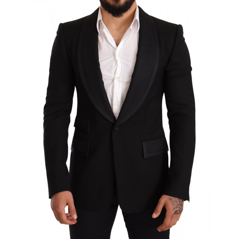 Blazer da cappotto in lana con logo slim fit nero - IT48 - M