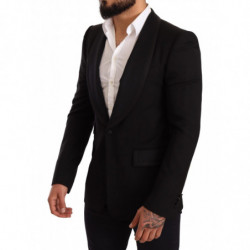 Blazer da cappotto in lana con logo slim fit nero - IT48 - M