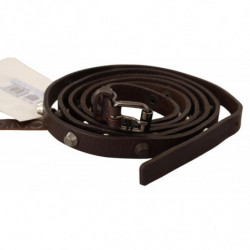 Cintura con fibbia tono argento in pelle marrone - 85 CM / 34 INCHES