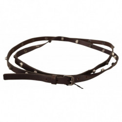 Cintura con fibbia tono argento in pelle marrone - 85 CM / 34 INCHES