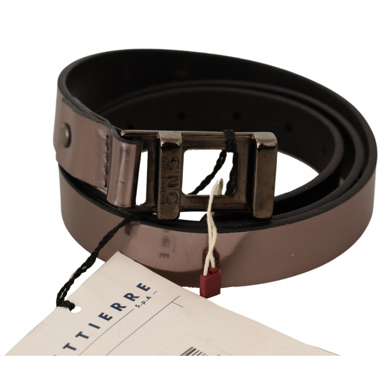 Cintura con fibbia in pelle metallizzata rosa - 85 CM / 34 INCHES