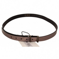 Cintura con fibbia in pelle metallizzata rosa - 85 CM / 34 INCHES
