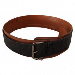 Fibbia in argento in pelle marrone nero - 85 CM / 34 INCHES