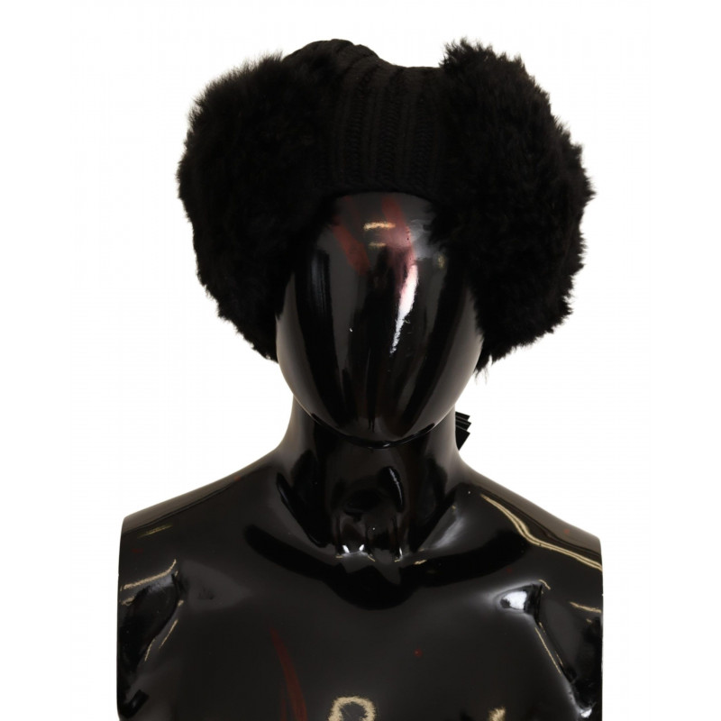 Cappello da donna in pelliccia di cashmere nero - 57 CM-S