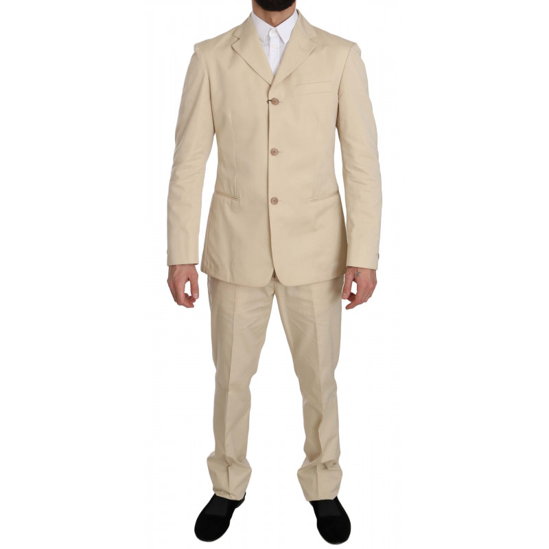 Abito due pezzi in cotone beige a 3 bottoni in tinta unita - IT46 - S