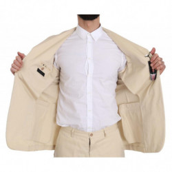 Abito due pezzi in cotone beige a 3 bottoni in tinta unita - IT46 - S