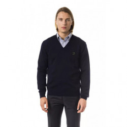 Maglione in lana merino blu...