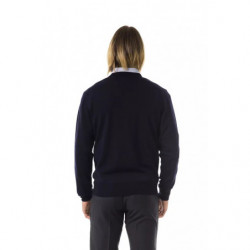 Maglione in lana merino blu - S