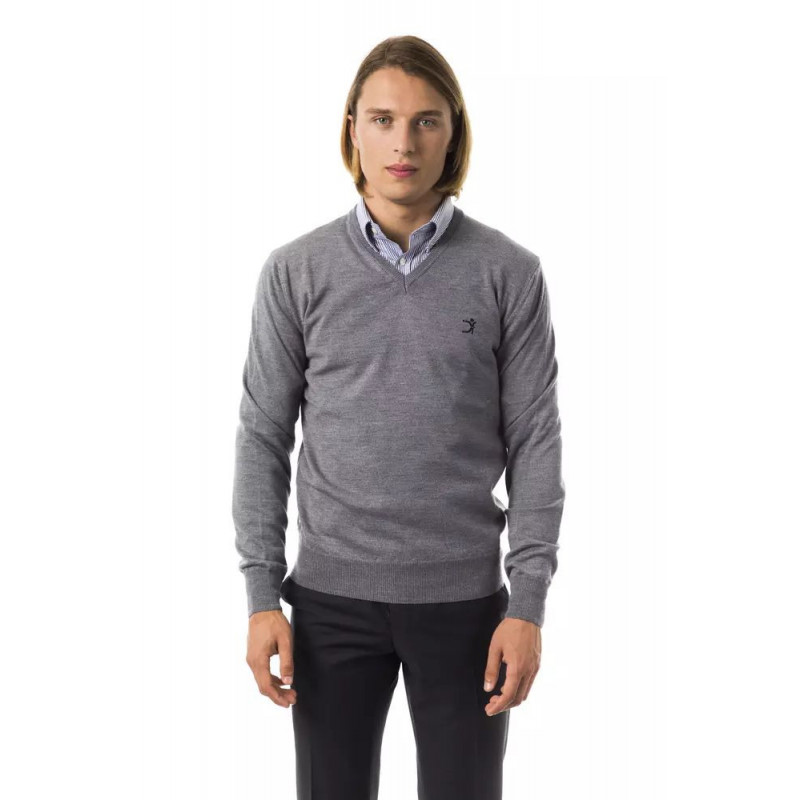 Maglione in lana merino grigia - S