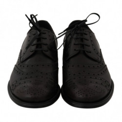 Scarpe eleganti Oxford con punta alare in pelle nera - EU39/US6