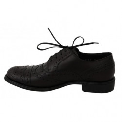 Scarpe eleganti Oxford con punta alare in pelle nera - EU39/US6