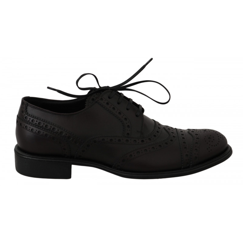 Scarpe eleganti Oxford con punta alare in pelle nera - EU40/US7