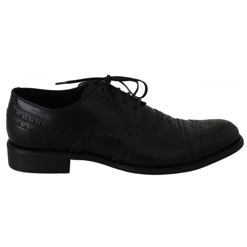 Scarpe eleganti Oxford con punta alare in pelle nera - EU39/US6