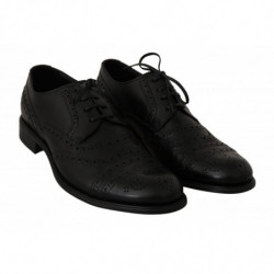 Scarpe eleganti Oxford con punta alare in pelle nera - EU39/US6