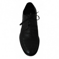Scarpe eleganti Oxford con punta alare in pelle nera - EU39/US6