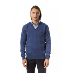 Maglione in lana merino blu...