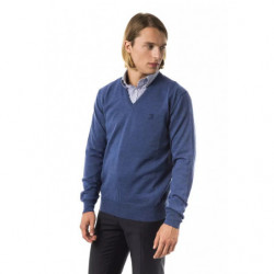 Maglione in lana merino blu - S
