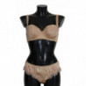 Intimo elasticizzato floreale in seta beige - IT1 - XS