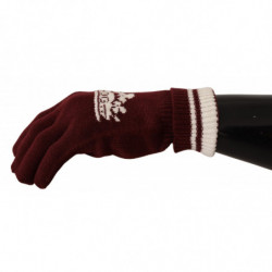 Guanti in cashmere con corona con logo D&G rosso bianco - 9-L