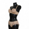 Intimo elasticizzato floreale in seta beige - IT1 - XS