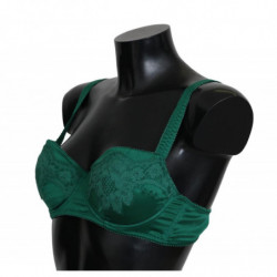 Intimo reggiseno pizzo floreale elasticizzato seta verde - IT2 - S
