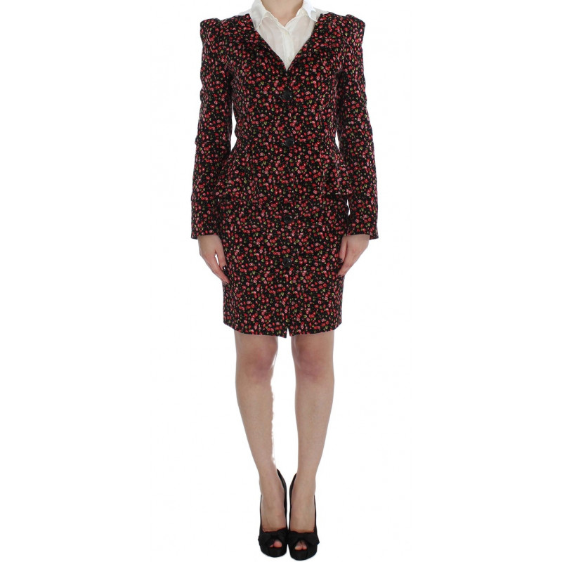 Abito floreale multicolor nero - L