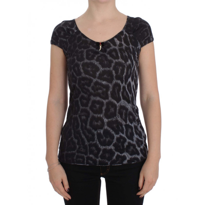 Top in camicetta con t-shirt modale leopardata grigia - IT46 - L