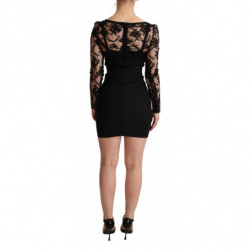 Miniabito aderente con top in pizzo nero aderente - IT36 - XS
