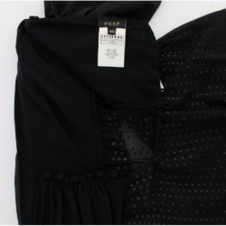 Camicetta con top avvolgente al collo nero - IT44-L
