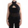 Camicetta con top avvolgente al collo nero - IT42-M