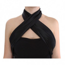 Camicetta con top avvolgente al collo nero - IT42-M